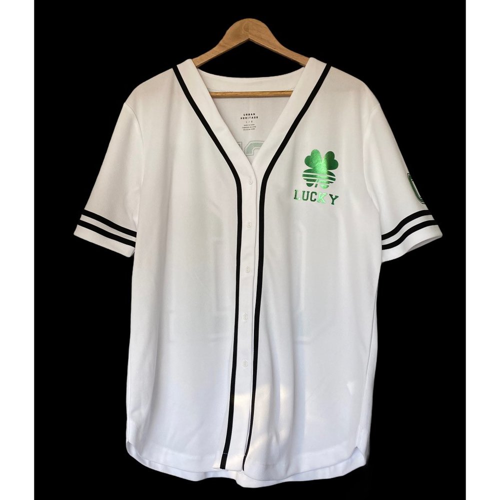 UNISEX) R U "LUCKY" WHT/BLK JERSEY (SZ L) (EUC)